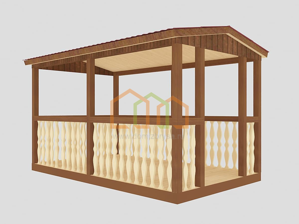 Беседка садовая 4х2,3 Площадь:9.2 м² Каркас 40х50 мм. под ключ в Ярцево